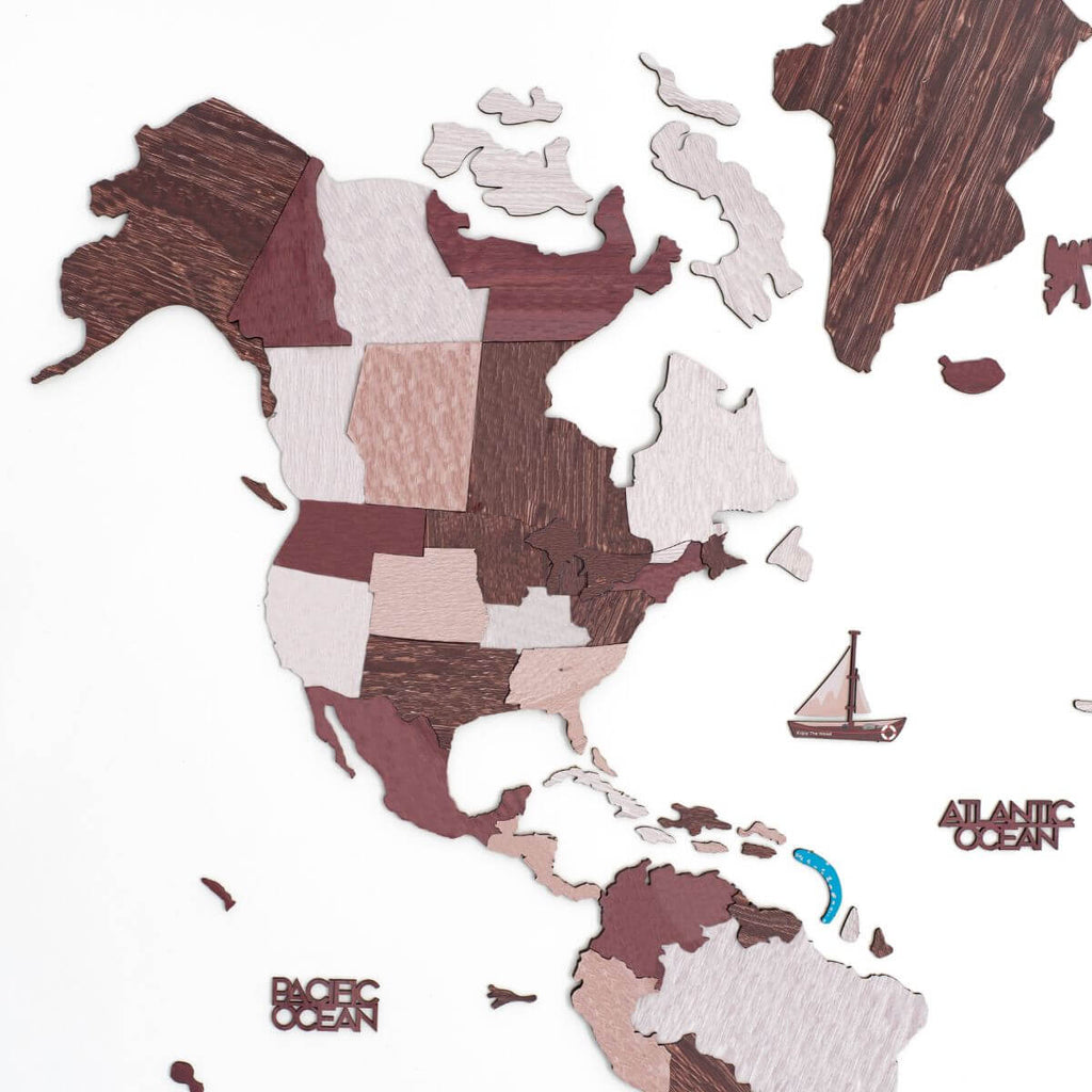 3D Wooden World Map Cappuccino Enjoy The Wood