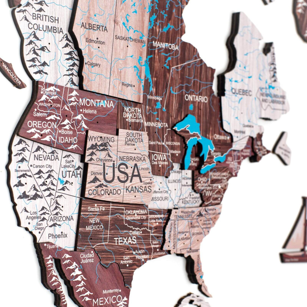 3D Wooden World Map Cappuccino Enjoy The Wood