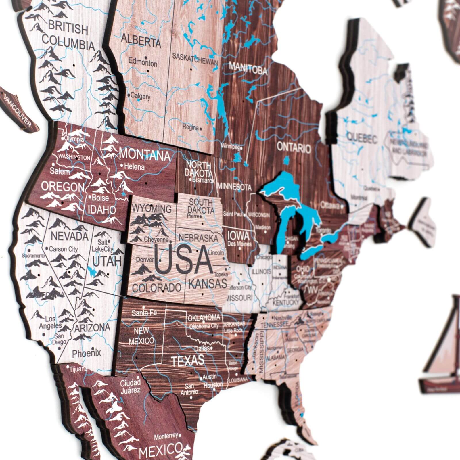 3D Wooden World Map Cappuccino Enjoy The Wood