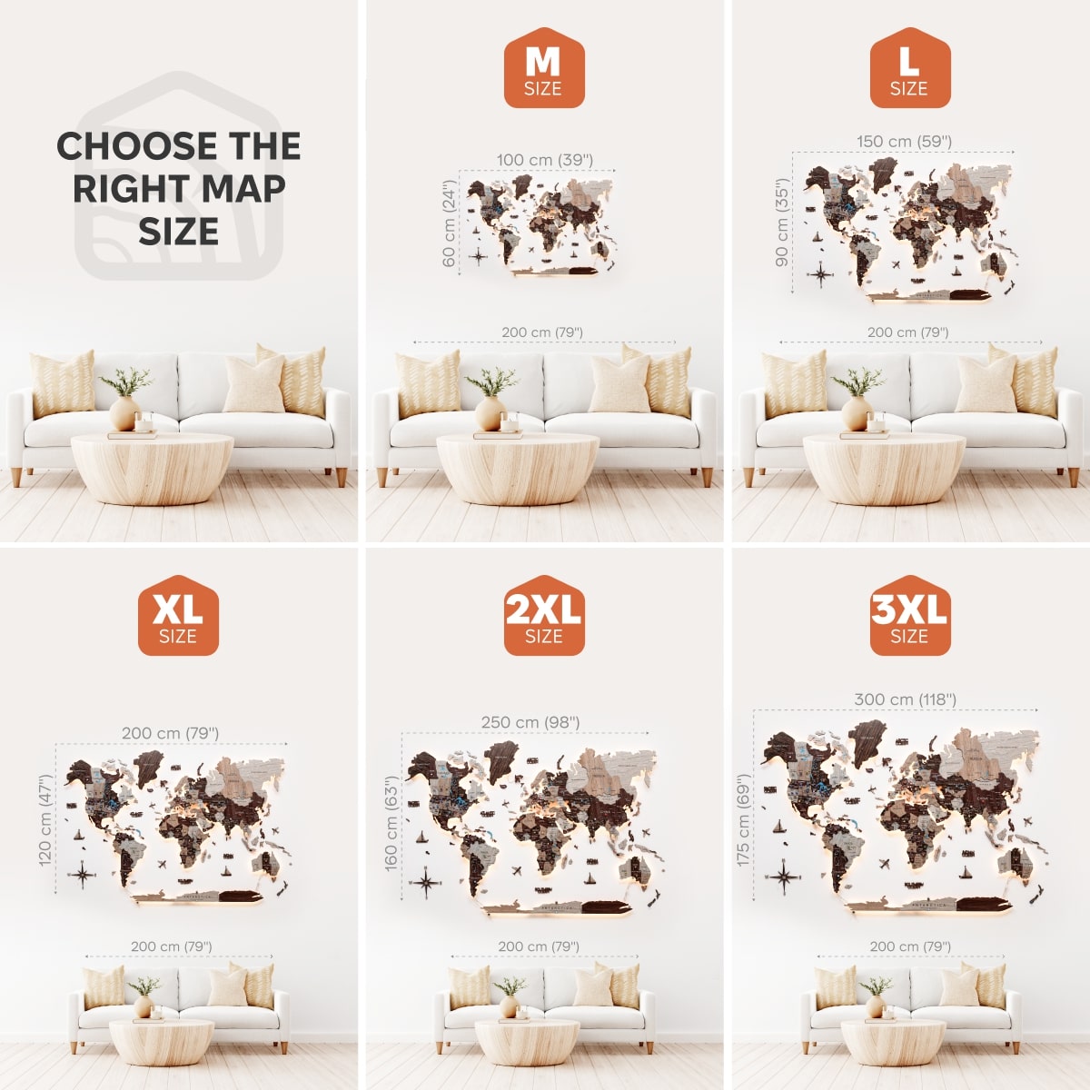 3D LED / LUMINOUS Wooden World Map 3.0 Cappuccino - SJB-DIAMOND ELITES