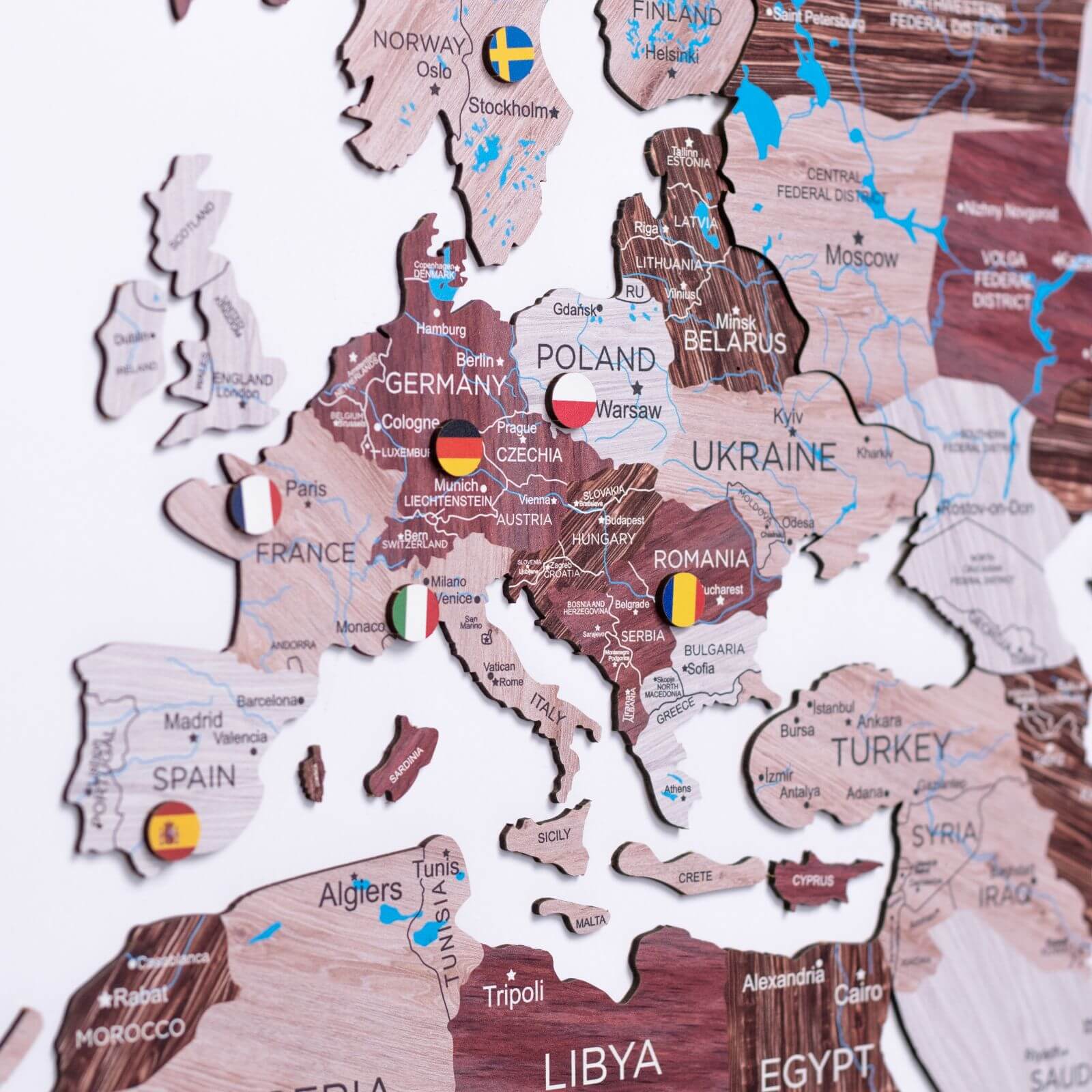 2D Wooden World Map Cappuccino Enjoy The Wood