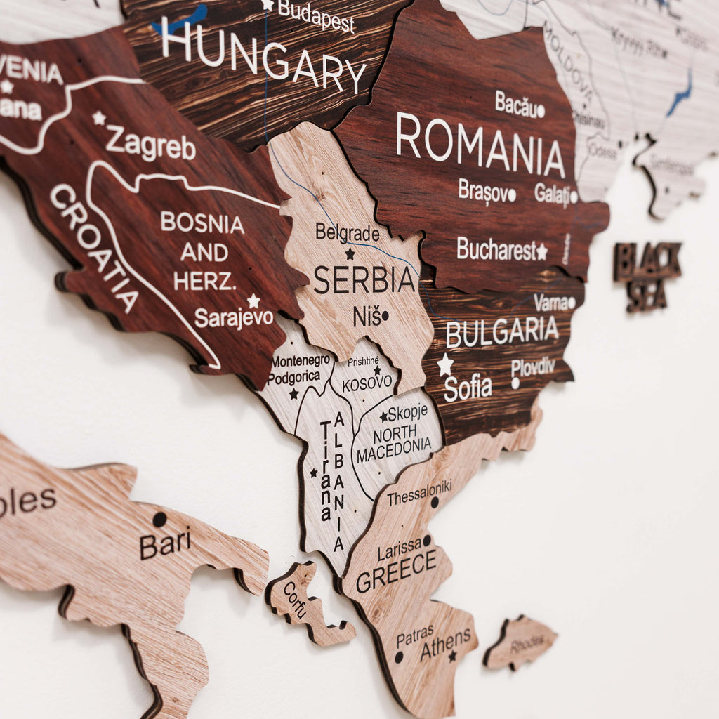 3D Europe Wooden Map Cappuccino Enjoy The Wood