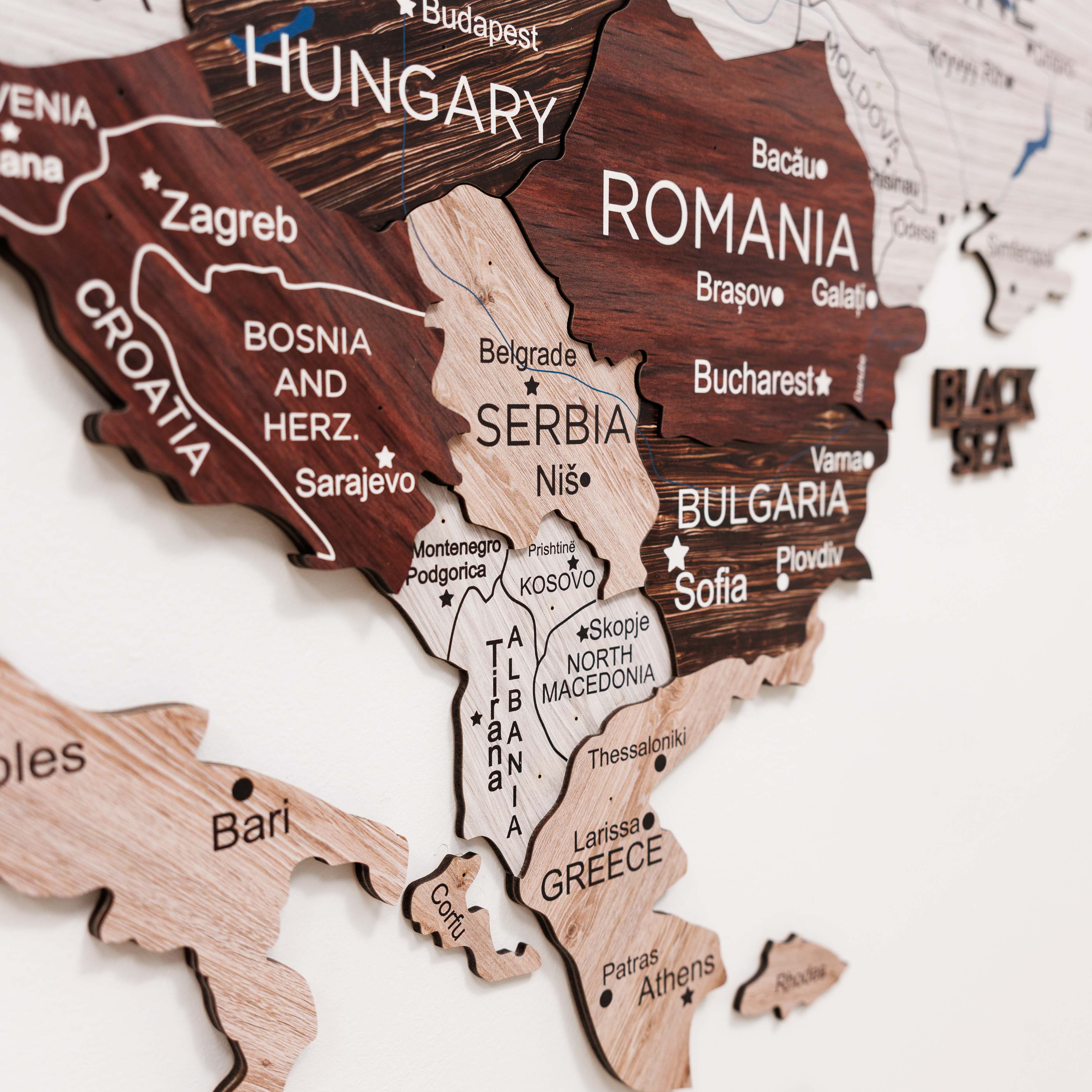 3D Europe Wooden Map Cappuccino Enjoy The Wood