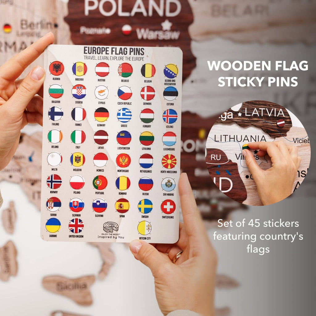 3D Europe Wooden Map Cappuccino Enjoy The Wood
