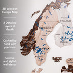 3D Europe Wooden Map Cappuccino Enjoy The Wood