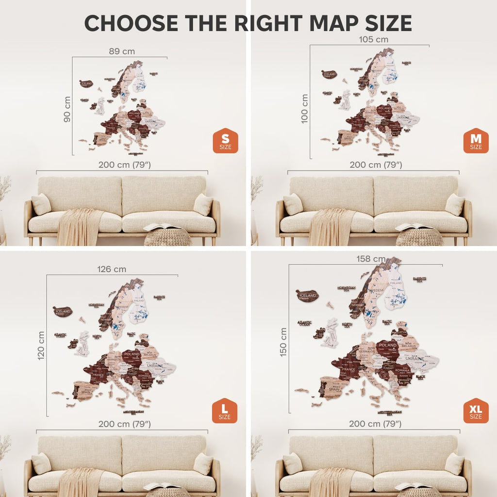 3D Europe Wooden Map Cappuccino Enjoy The Wood