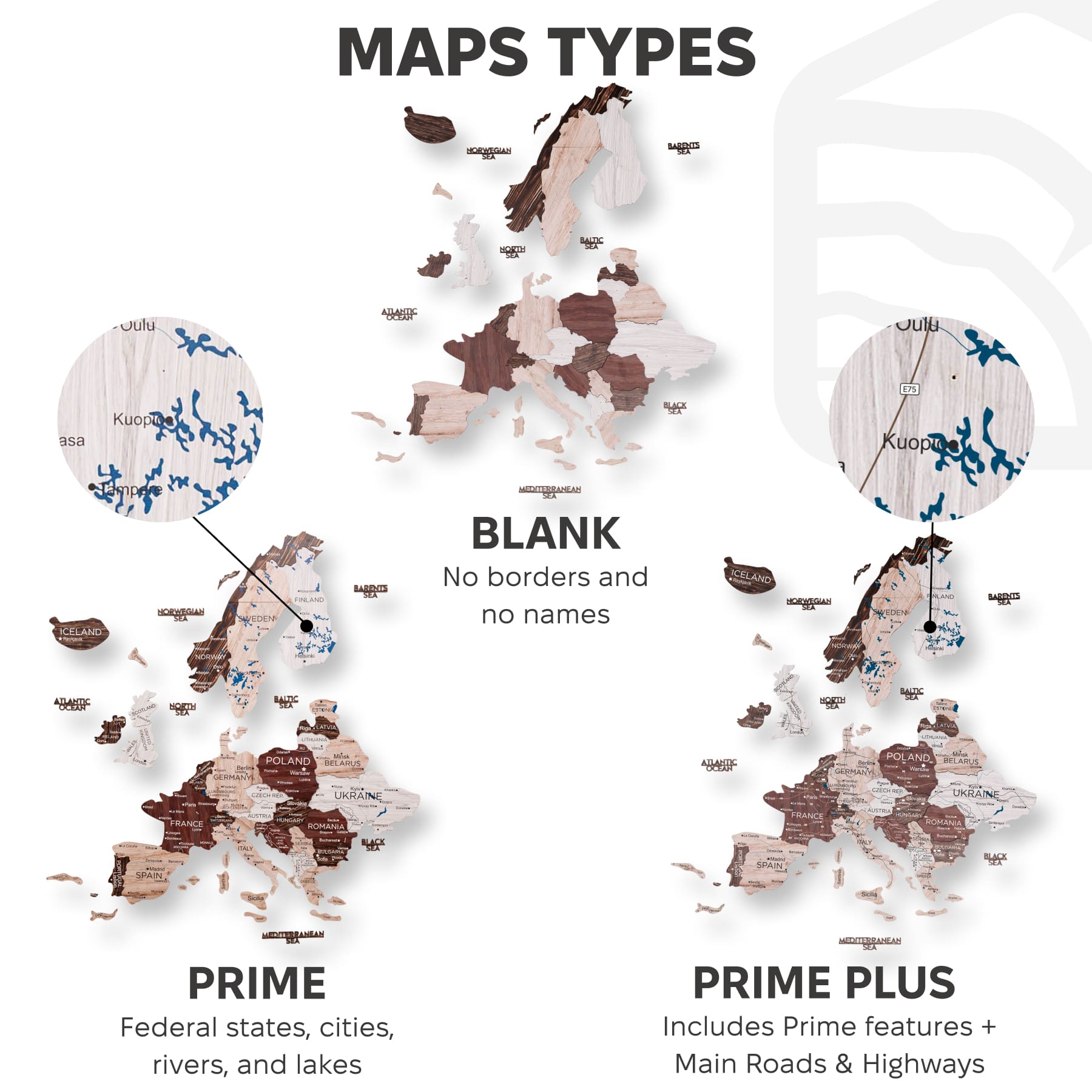 3D Europe Wooden Map Cappuccino Enjoy The Wood