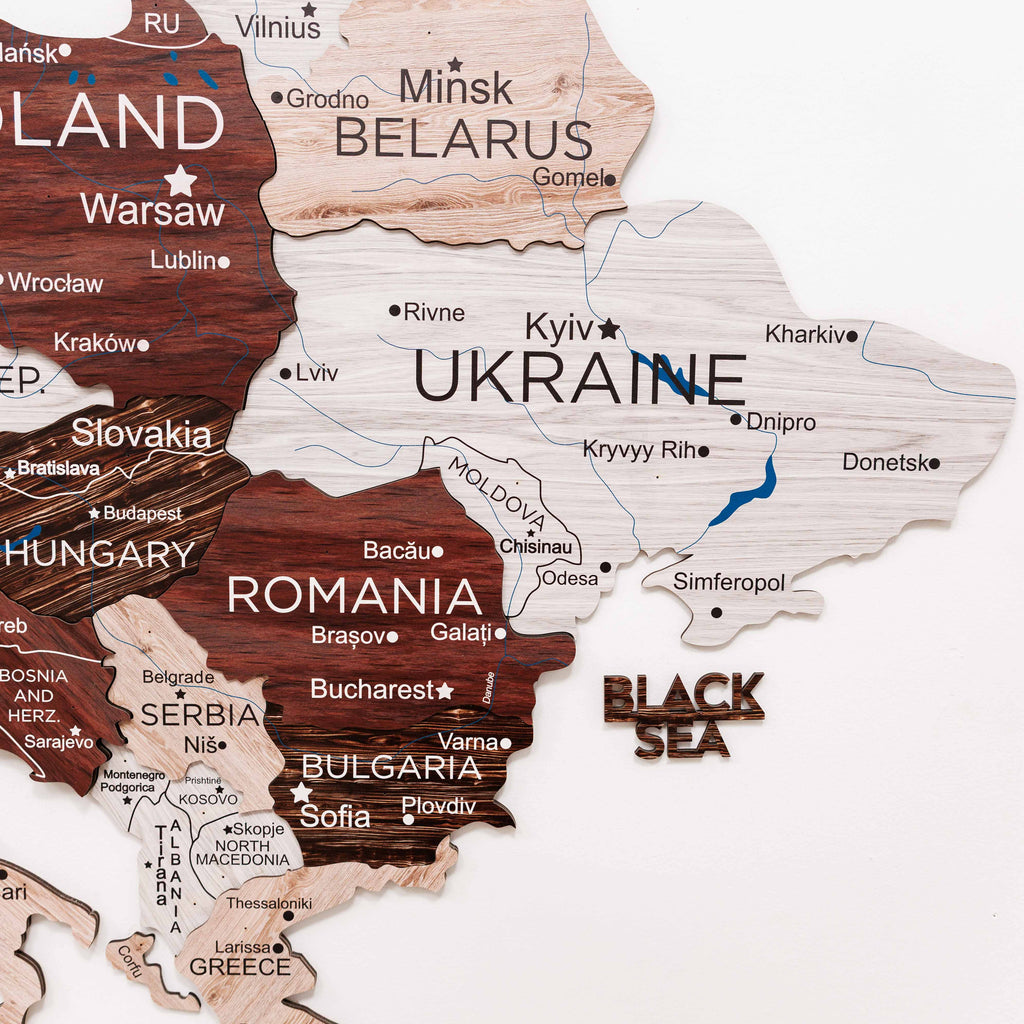 3D Europe Wooden Map Cappuccino Enjoy The Wood