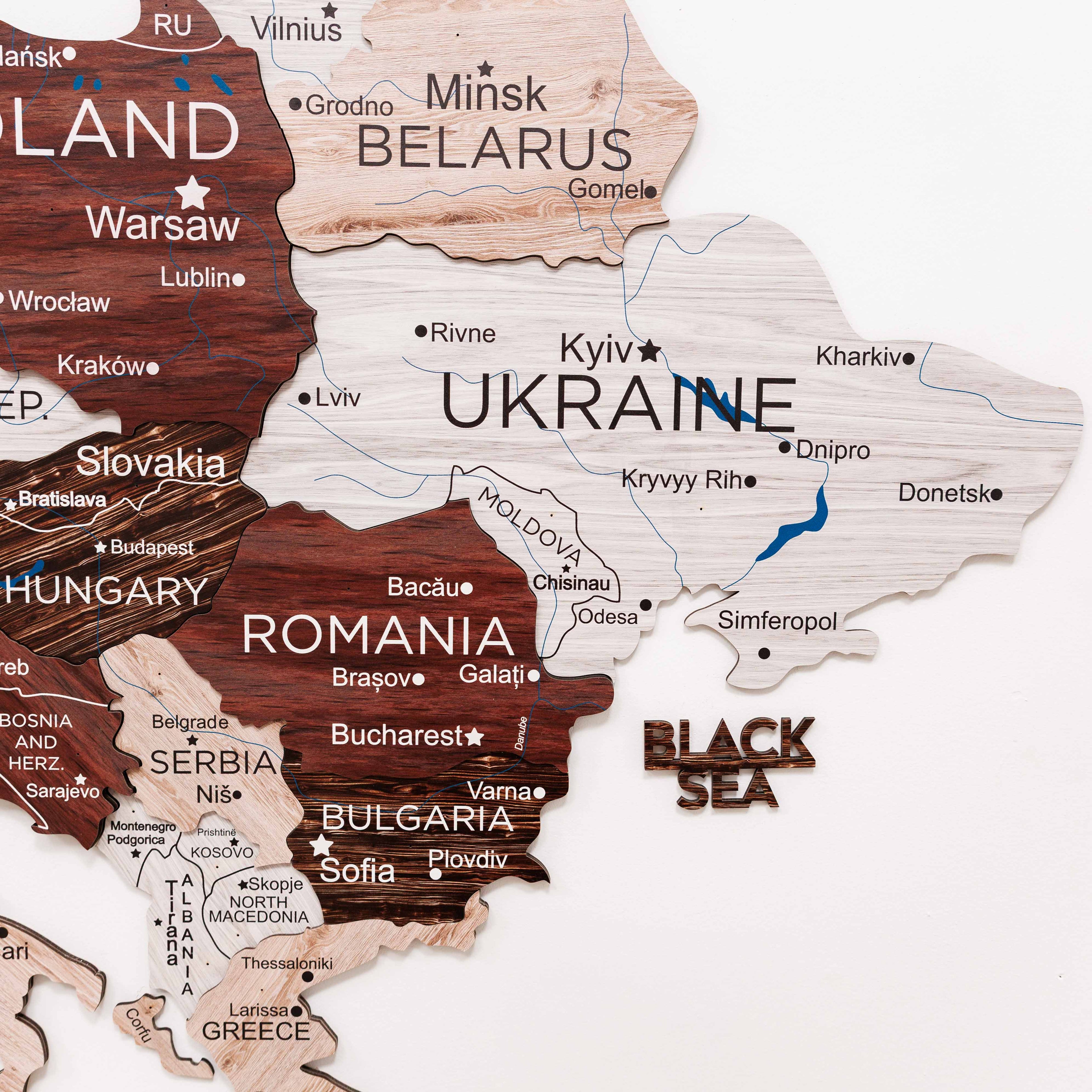 3D Europe Wooden Map Cappuccino Enjoy The Wood