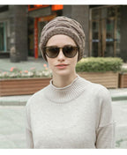 Caps Warmer Bonnet Casual Cap Winter Beanie Hats Hat winter hat Bobble Hat Winter Balaclava Women Bandana Baotou Cap Scarf Warm Thick Beanie Skellies Women Girls Cable Knit Soft Cute Beanie with Ears Detachable Pompom Fur Hat Girls