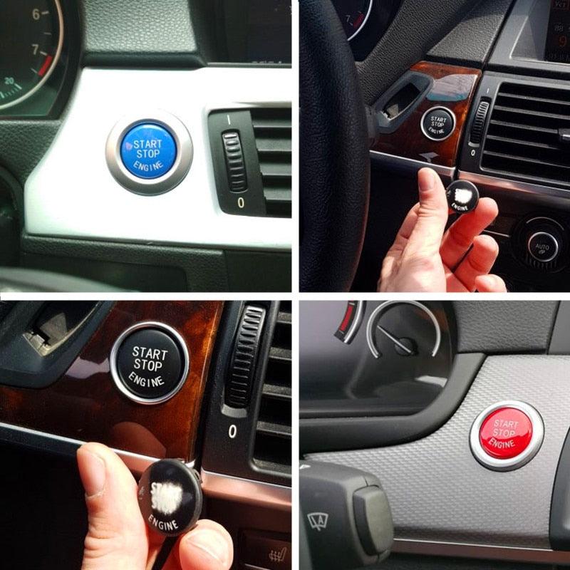 Car Engine Start Button Replace Cover Stop Switch Accessories Start Stop Engine Button Switch Cover Engine Switch Power Ignition Start Stop Button Replacement Car Decor Stevvex