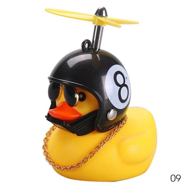 Car Goods Gift Broken Wind Helmet Small Yellow Duck Car Decoration Accessories Wind-breaking Wave-breaking Duck Cycling DecDuck Car Dashboard Decorations Rubber Duck Car Ornaments Cool Duck with Propeller Helmet Sunglasses Gold Chain or Stevvex