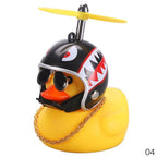 Car Goods Gift Broken Wind Helmet Small Yellow Duck Car Decoration Accessories Wind-breaking Wave-breaking Duck Cycling DecDuck Car Dashboard Decorations Rubber Duck Car Ornaments Cool Duck with Propeller Helmet Sunglasses Gold Chain or Stevvex