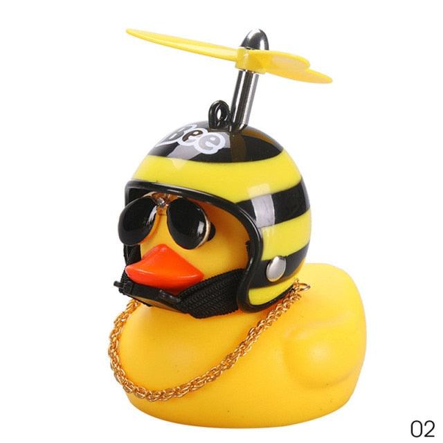 Car Goods Gift Broken Wind Helmet Small Yellow Duck Car Decoration Accessories Wind-breaking Wave-breaking Duck Cycling DecDuck Car Dashboard Decorations Rubber Duck Car Ornaments Cool Duck with Propeller Helmet Sunglasses Gold Chain or Stevvex
