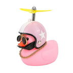 Car Goods Gift Broken Wind Helmet Small Yellow Duck Car Decoration Accessories Wind-breaking Wave-breaking Duck Cycling DecDuck Car Dashboard Decorations Rubber Duck Car Ornaments Cool Duck with Propeller Helmet Sunglasses Gold Chain or Stevvex