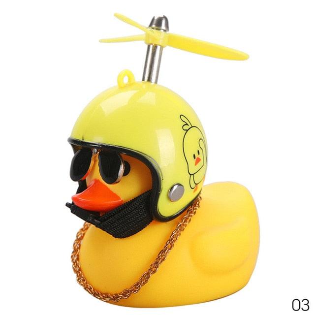 Car Goods Gift Broken Wind Helmet Small Yellow Duck Car Decoration Accessories Wind-breaking Wave-breaking Duck Cycling DecDuck Car Dashboard Decorations Rubber Duck Car Ornaments Cool Duck with Propeller Helmet Sunglasses Gold Chain or Stevvex