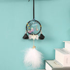 Car Interior Rear-view Mirror Hanging Decor  Small Dream Catcher Boho Nature Feather Home Decor Handmade Grids Nature Feather Car Charms Pendant Accessories Gift Stevvex