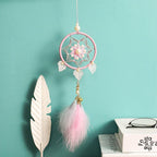 Car Interior Rear-view Mirror Hanging Decor  Small Dream Catcher Boho Nature Feather Home Decor Handmade Grids Nature Feather Car Charms Pendant Accessories Gift Stevvex