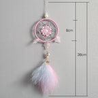 Car Interior Rear-view Mirror Hanging Decor  Small Dream Catcher Boho Nature Feather Home Decor Handmade Grids Nature Feather Car Charms Pendant Accessories Gift Stevvex