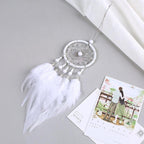 Car Interior Rear-view Mirror Hanging Decor  Small Dream Catcher Boho Nature Feather Home Decor Handmade Grids Nature Feather Car Charms Pendant Accessories Gift Stevvex