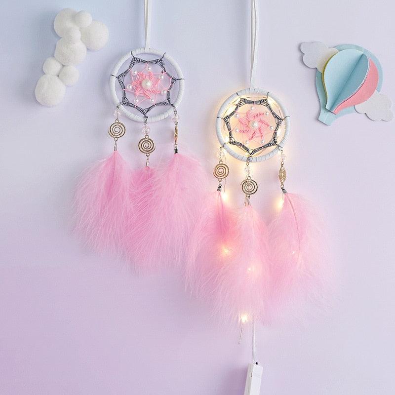 Car Interior Rear-view Mirror Hanging Decor  Small Dream Catcher Boho Nature Feather Home Decor Handmade Grids Nature Feather Car Charms Pendant Accessories Gift Stevvex