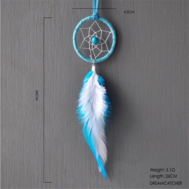 Car Interior Rear-view Mirror Hanging Decor  Small Dream Catcher Boho Nature Feather Home Decor Handmade Grids Nature Feather Car Charms Pendant Accessories Gift Stevvex