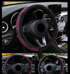 Car Steering Wheel Cover Breathable Anti Slip PU Leather Steering Covers Suitable 37-38cm Auto Decoration Carbon Fiber Thread Leather Steering Wheel Cover Heavy Duty Pure Cowhide Steering Wheel Cover, Genuine Leather Steering Wheel Cover