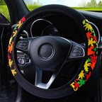 Car Steering Wheel Cover Steering Wheel Cover Cloth Massage Grip Breathable Elastic Car Steering Wheel Cover Ethnic Style Print Anti-slip Car Styling Car Steering-wheel Cover Car Interior Accessories Steering Wheel Covers with Cloth for Women Stevvex