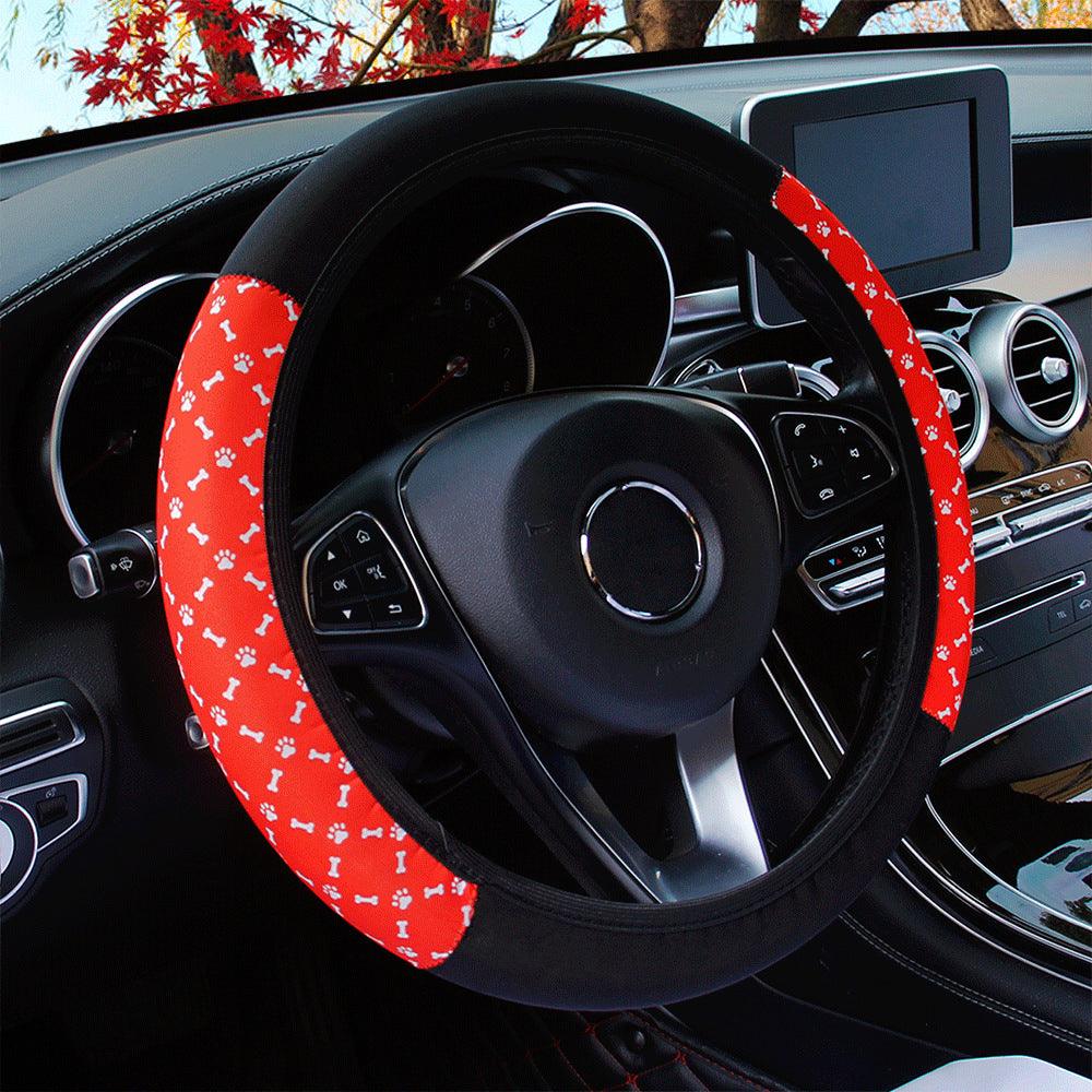 Car Steering Wheel Cover Steering Wheel Cover Cloth Massage Grip Breathable Elastic Car Steering Wheel Cover Ethnic Style Print Anti-slip Car Styling Car Steering-wheel Cover Car Interior Accessories Steering Wheel Covers with Cloth for Women Stevvex
