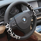 Car Steering Wheel Elastic Long Microfiber Plush Steering Wheel Cover Gearshift Handbrake Cover Protector Decoration Warm Super Thick Plush Collar Soft Car Steering Wheel Cover Decoration Warm Super Thick Plush Collar Soft Black Pink Women Man Stevvex