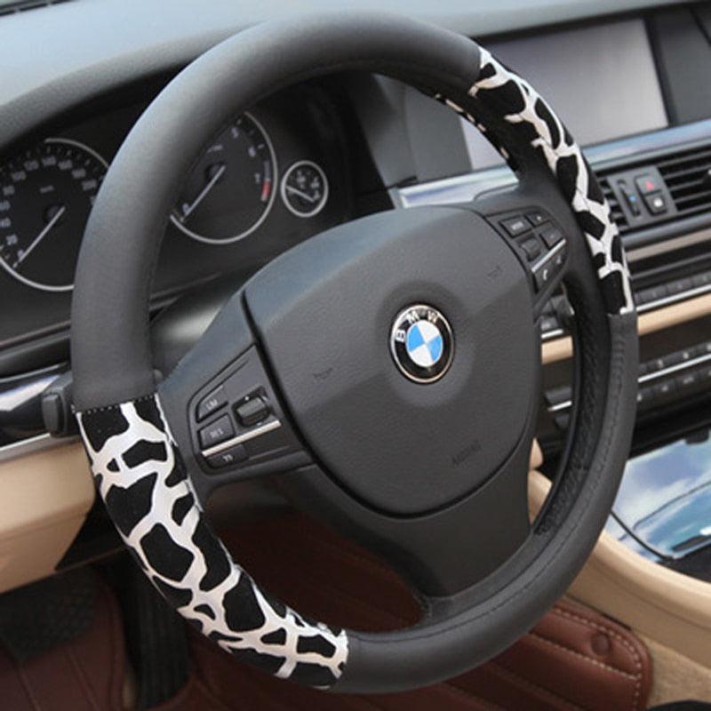 Car Steering Wheel Elastic Long Microfiber Plush Steering Wheel Cover Gearshift Handbrake Cover Protector Decoration Warm Super Thick Plush Collar Soft Car Steering Wheel Cover Decoration Warm Super Thick Plush Collar Soft Black Pink Women Man Stevvex
