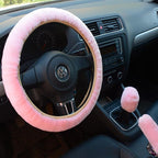 Car Steering Wheel Elastic Long Microfiber Plush Steering Wheel Cover Gearshift Handbrake Cover Protector Decoration Warm Super Thick Plush Collar Soft Car Steering Wheel Cover Decoration Warm Super Thick Plush Collar Soft Black Pink Women Man Stevvex