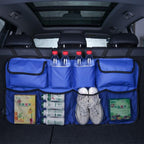 Car Trunk Organizer Adjustable Backseat Storage Bag Net High Capacity Multi-use Oxford Automobile Adjustable Strap Durable Seat Back Organizers Universal Back Seat Trunk Organizer Hanging Car Organizer Trunk Foldable Cargo Storage Backseat Trunk Organizer Stevvex
