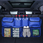 Car Trunk Organizer Adjustable Backseat Storage Bag Net High Capacity Multi-use Oxford Automobile Adjustable Strap Durable Seat Back Organizers Universal Back Seat Trunk Organizer Hanging Car Organizer Trunk Foldable Cargo Storage Backseat Trunk Organizer Stevvex