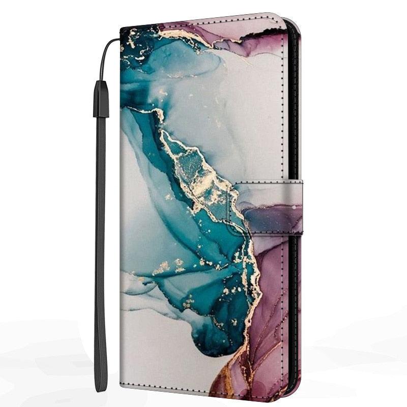 Card Holder PU Leather Wrist Strap Protective Wallet Case Marble Leather Case For Xiaomi Redmi Note 11S 11 Pro 5G Flip Cover Stand Wallet Book Case For Redmi Note11S 11Pro 5G 2022 Stevvex