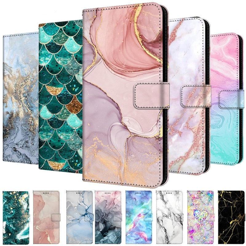 Card Holder PU Leather Wrist Strap Protective Wallet Case Marble Leather Case For Xiaomi Redmi Note 11S 11 Pro 5G Flip Cover Stand Wallet Book Case For Redmi Note11S 11Pro 5G 2022 Stevvex