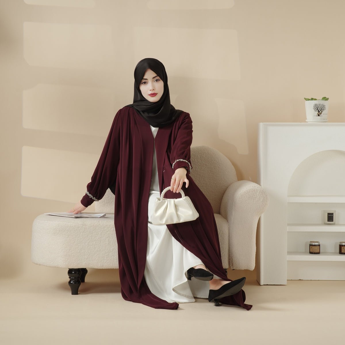Cardigan Abaya, Western Style Abaya (MOA061) - SJB-DIAMOND ELITES