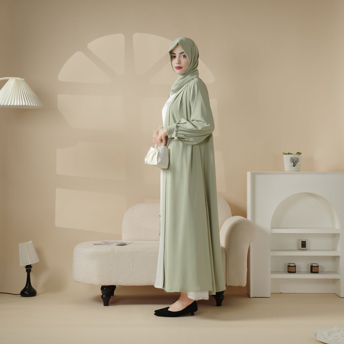 Cardigan Abaya, Western Style Abaya (MOA061) - SJB-DIAMOND ELITES