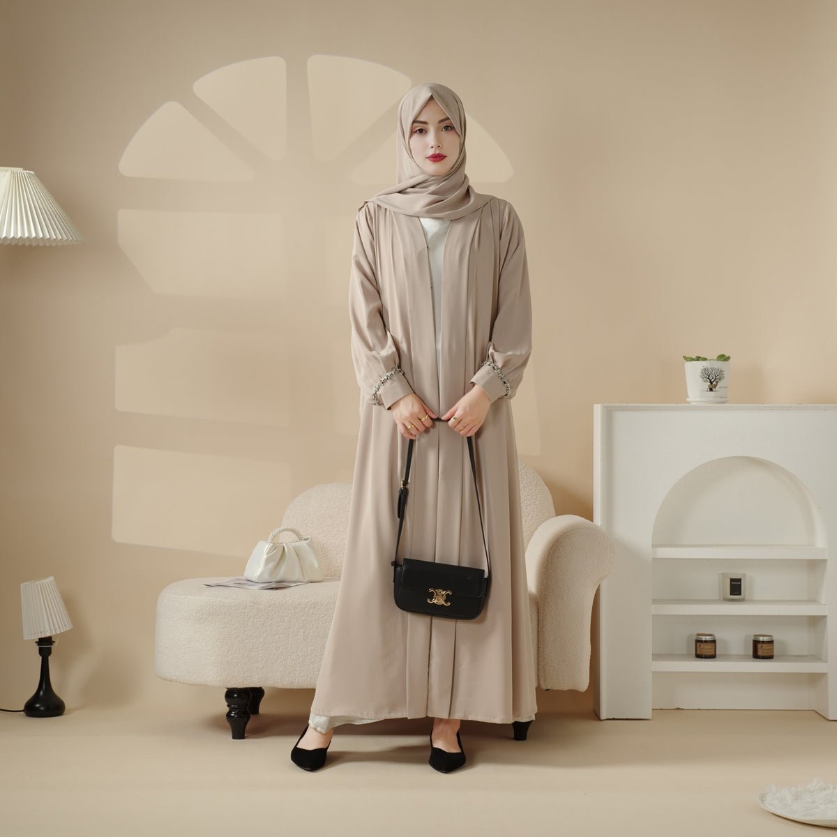 Cardigan Abaya, Western Style Abaya (MOA061) - SJB-DIAMOND ELITES