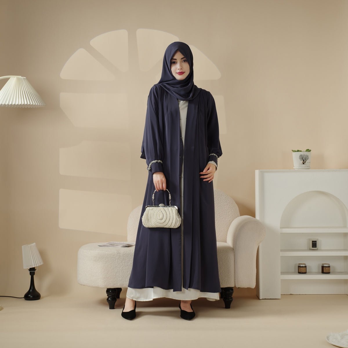 Cardigan Abaya, Western Style Abaya (MOA061) - SJB-DIAMOND ELITES