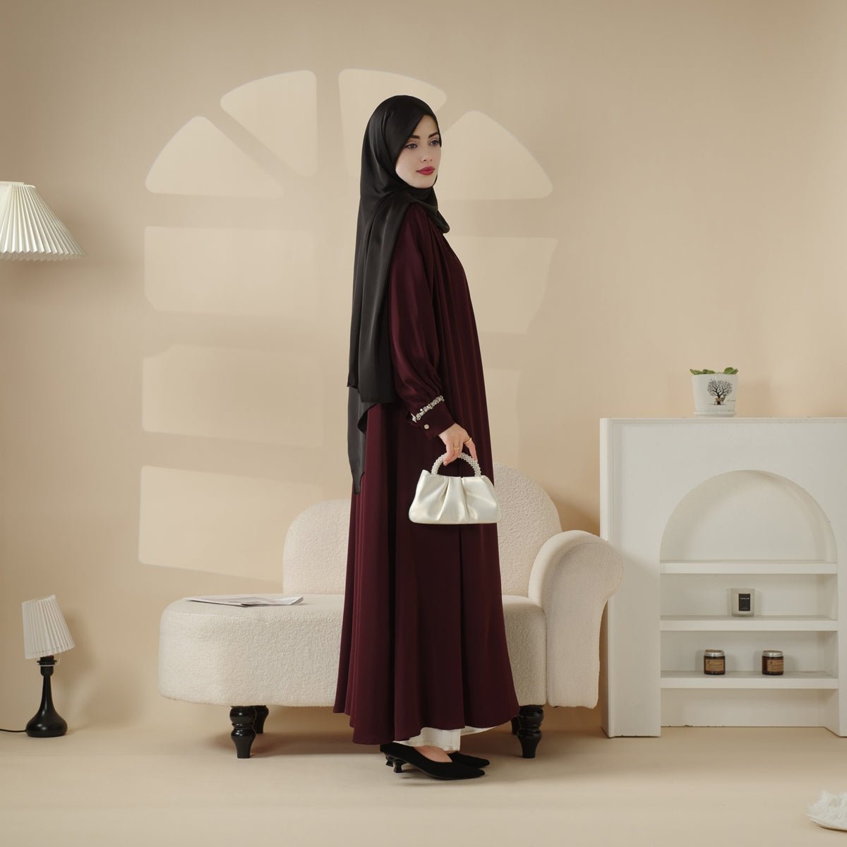 Cardigan Abaya, Western Style Abaya (MOA061) - SJB-DIAMOND ELITES