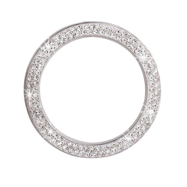 Cars One-Key Engine Start Stop Ignition Push Button Switch Cover Decorative Rhinestone Diamond Crystal Ring Car Parts Push to Start Button Cover Crystal Rhinestone Car Ring Emblem Sticker Bling Accessories for Women Stevvex