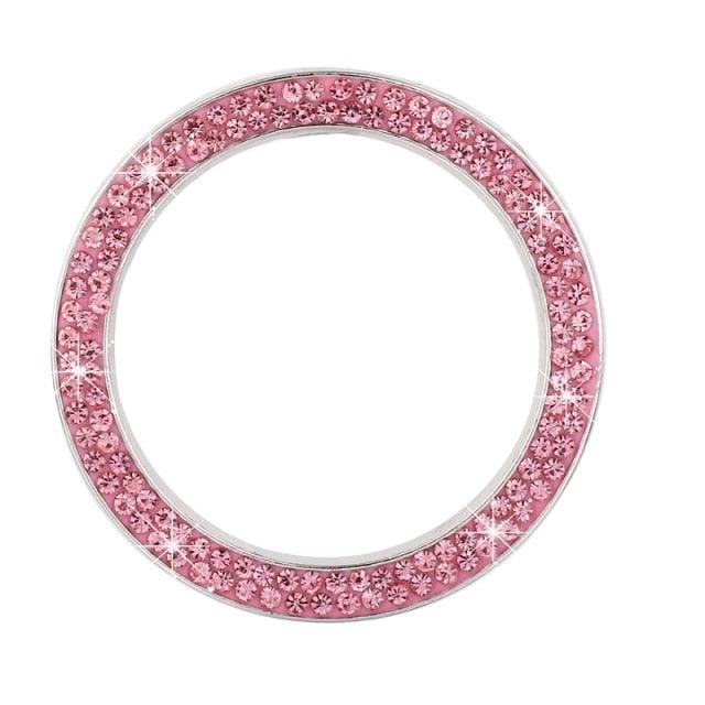 Cars One-Key Engine Start Stop Ignition Push Button Switch Cover Decorative Rhinestone Diamond Crystal Ring Car Parts Push to Start Button Cover Crystal Rhinestone Car Ring Emblem Sticker Bling Accessories for Women Stevvex