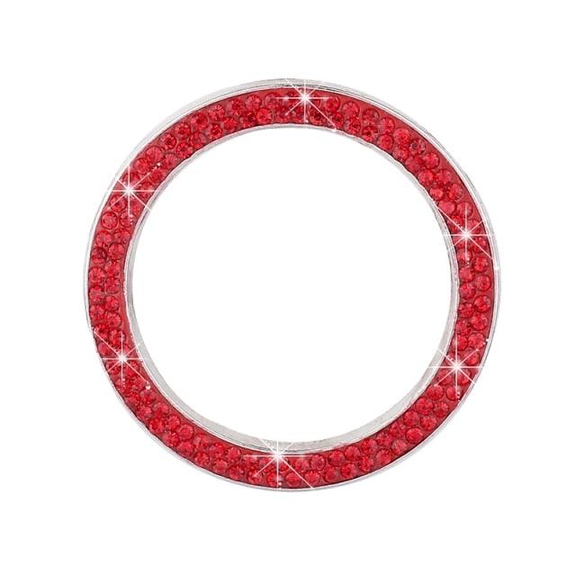 Cars One-Key Engine Start Stop Ignition Push Button Switch Cover Decorative Rhinestone Diamond Crystal Ring Car Parts Push to Start Button Cover Crystal Rhinestone Car Ring Emblem Sticker Bling Accessories for Women Stevvex