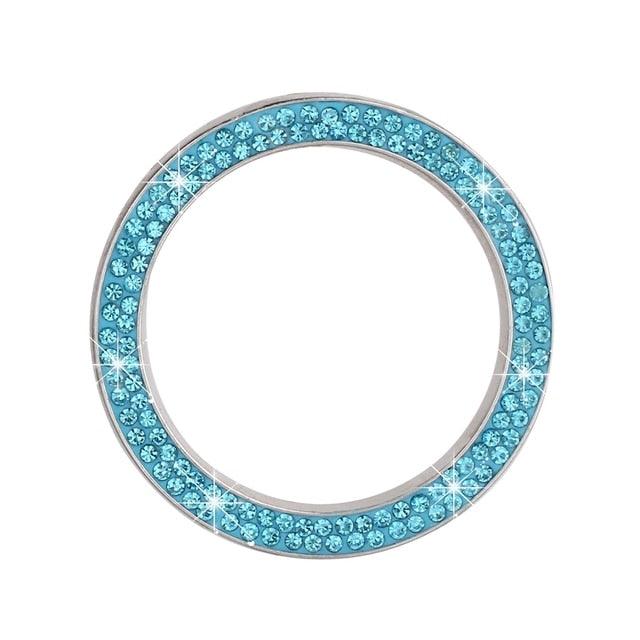 Cars One-Key Engine Start Stop Ignition Push Button Switch Cover Decorative Rhinestone Diamond Crystal Ring Car Parts Push to Start Button Cover Crystal Rhinestone Car Ring Emblem Sticker Bling Accessories for Women Stevvex
