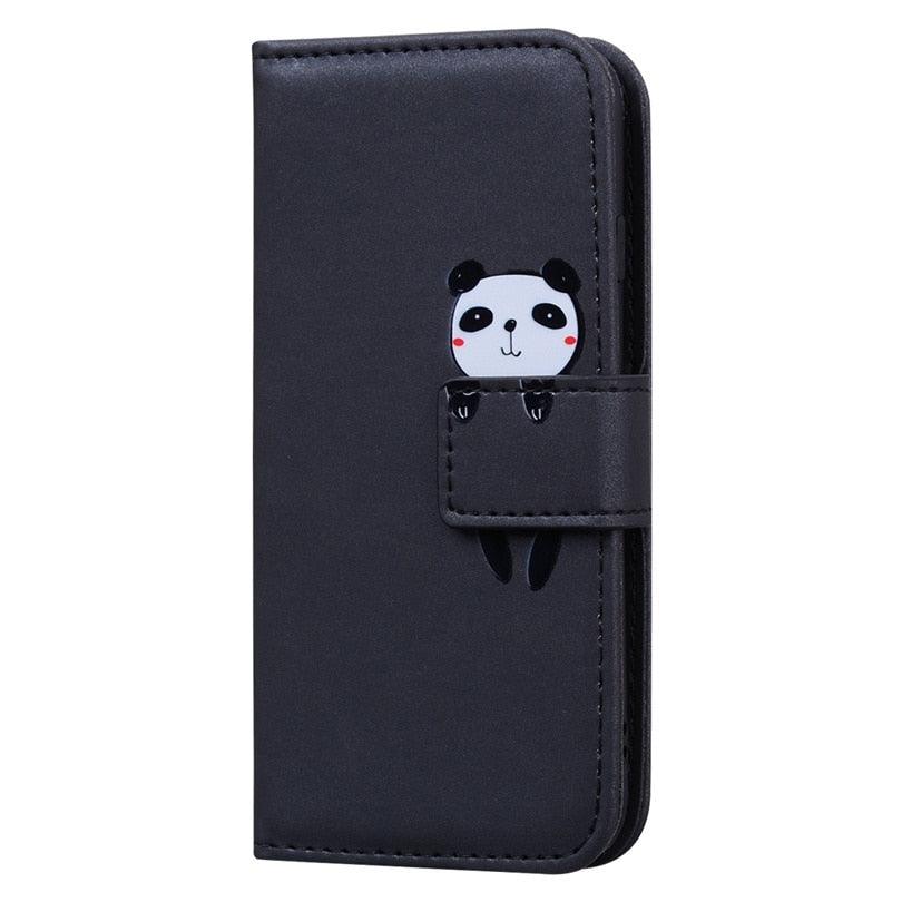 Cartoon Animal Cute Leather Wallet Flip Case Creative Magnetic Protective Cover Lovely Animal Flip Leather Phone Case For iPhone 13 12 11 Pro X XS XR Max Card Holder Funny Phone Cover Stevvex