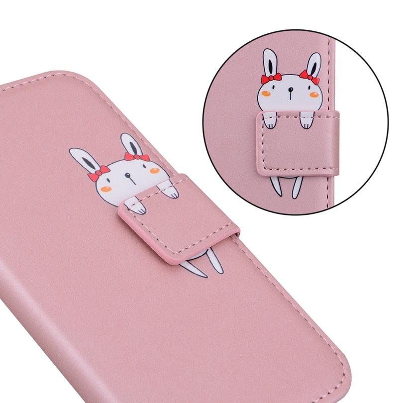 Cartoon Animal Cute Leather Wallet Flip Case Creative Magnetic Protective Cover Lovely Animal Flip Leather Phone Case For iPhone 13 12 11 Pro X XS XR Max Card Holder Funny Phone Cover Stevvex