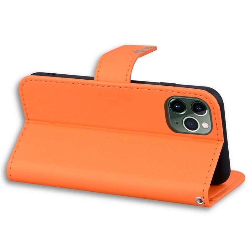 Cartoon Animal Cute Leather Wallet Flip Case Creative Magnetic Protective Cover Lovely Animal Flip Leather Phone Case For iPhone 13 12 11 Pro X XS XR Max Card Holder Funny Phone Cover Stevvex