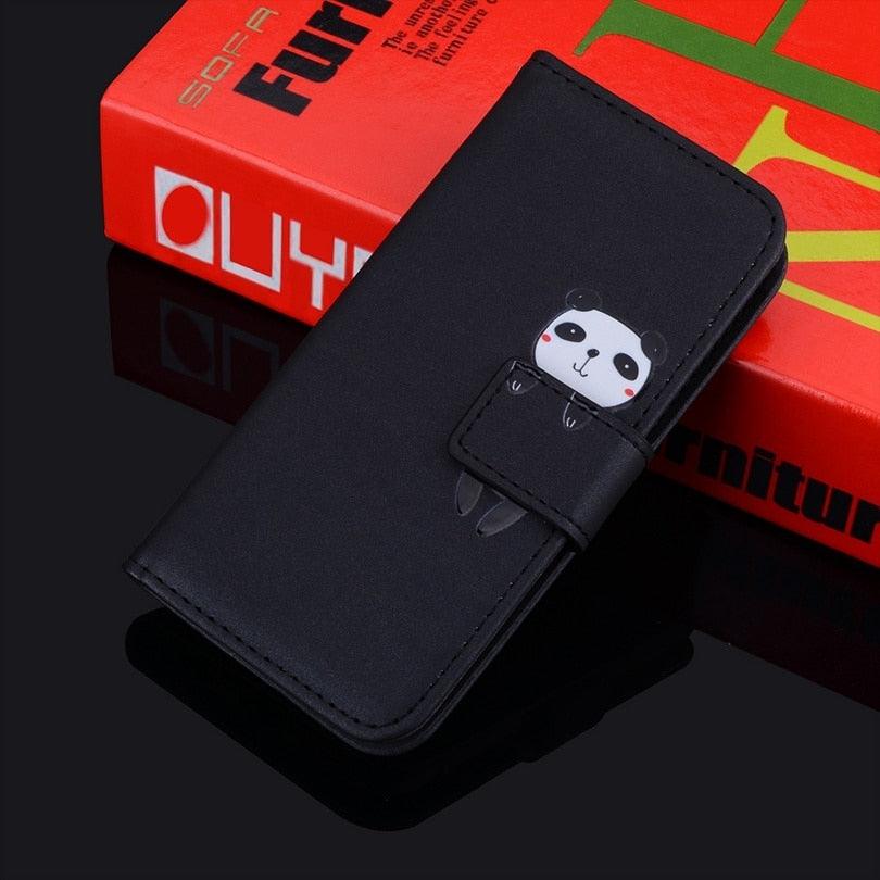 Cartoon Animal Cute Leather Wallet Flip Case Creative Magnetic Protective Cover Lovely Animal Flip Leather Phone Case For iPhone 13 12 11 Pro X XS XR Max Card Holder Funny Phone Cover Stevvex
