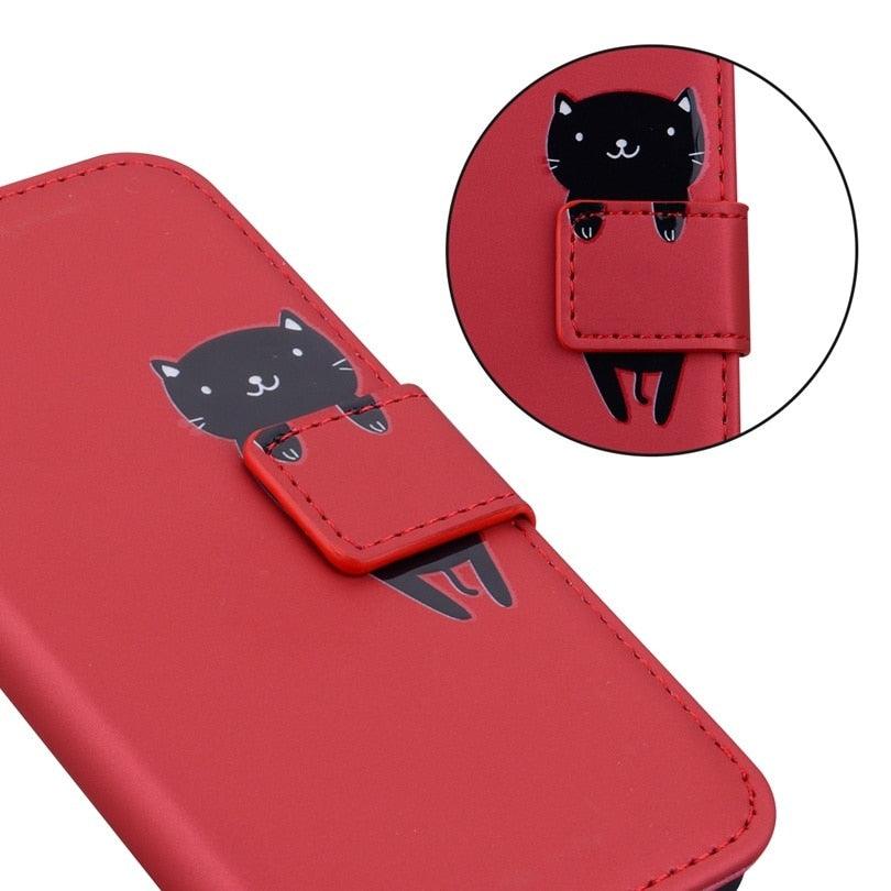 Cartoon Animal Cute Leather Wallet Flip Case Creative Magnetic Protective Cover Lovely Animal Flip Leather Phone Case For iPhone 13 12 11 Pro X XS XR Max Card Holder Funny Phone Cover Stevvex